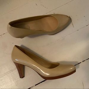 Cole Haan nude patent platform heels, 7B